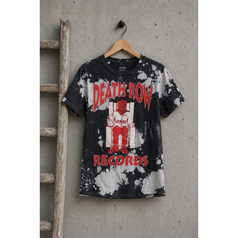 Death Row Record Electric Chair Bleach Wash Graphic Tee Tie Dye Grunge Punk Sz S